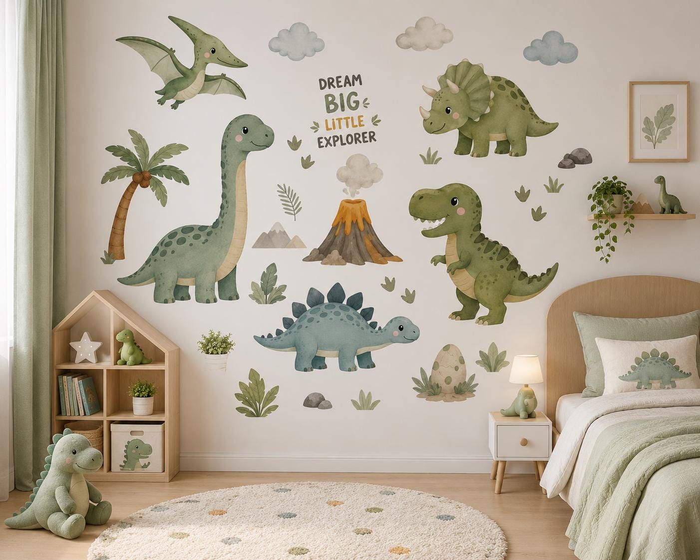 Watercolor Dinosaur Wall Decals: Adventure & Imagination for Child's Room