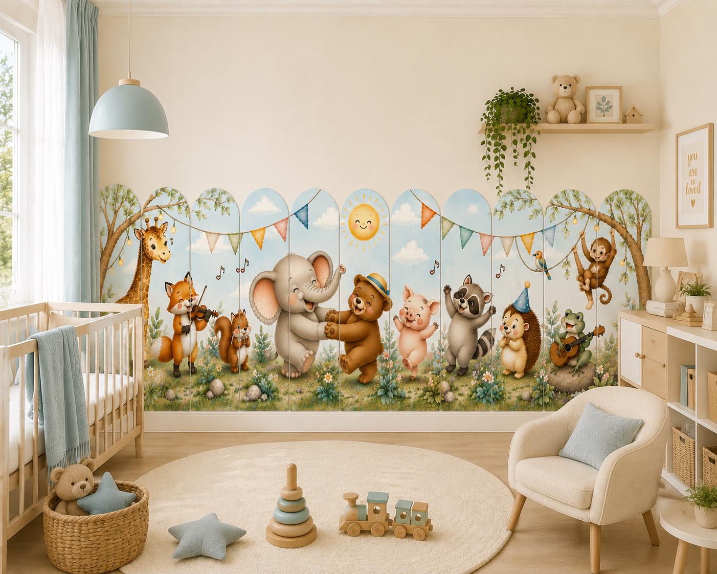 Woodland Animals Fence Wall Decal, Forest Nursery Border Sticker (Peel & Stick)