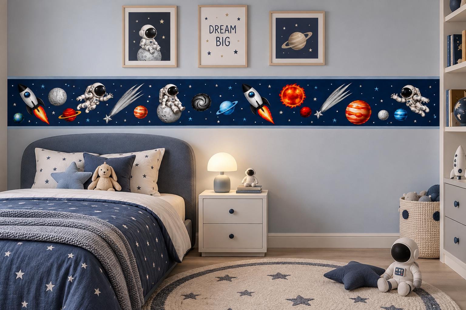 Space Wall Border, Astronauts, Rockets, Planets, Stars (Peel and Stick)