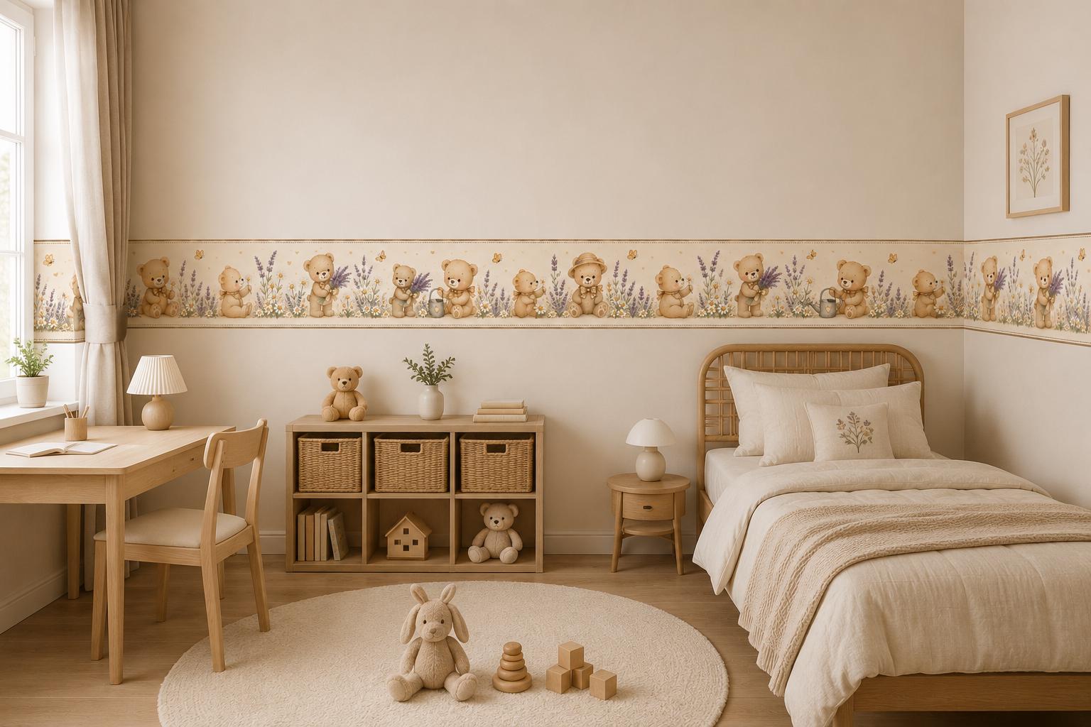 Lavender Teddy Bear Nursery Wall Border - Sticker