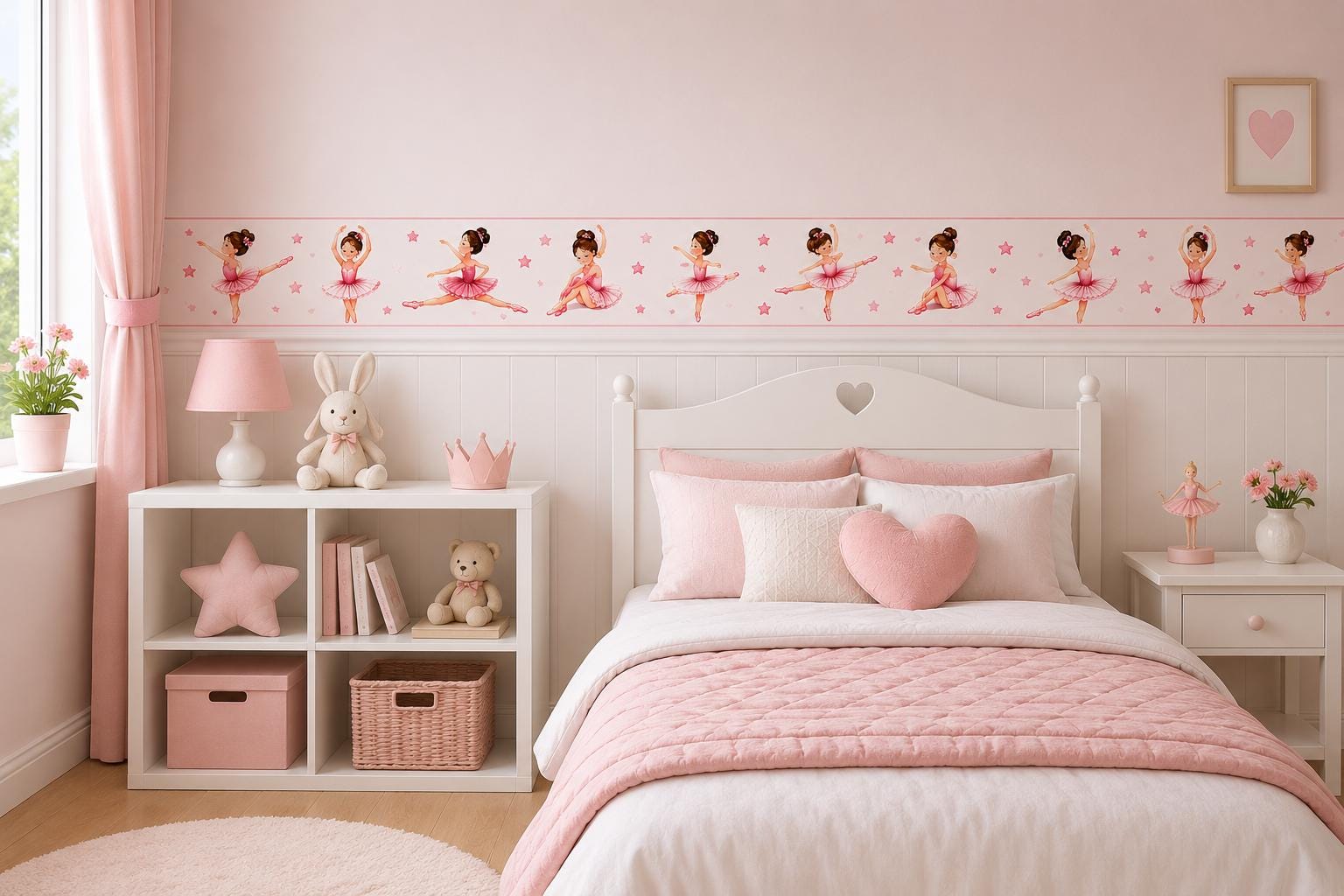 Ballerina Nursery Wall Sticker Border Decal: Watercolor Ballet Dancers, Neutral Nursery Decor