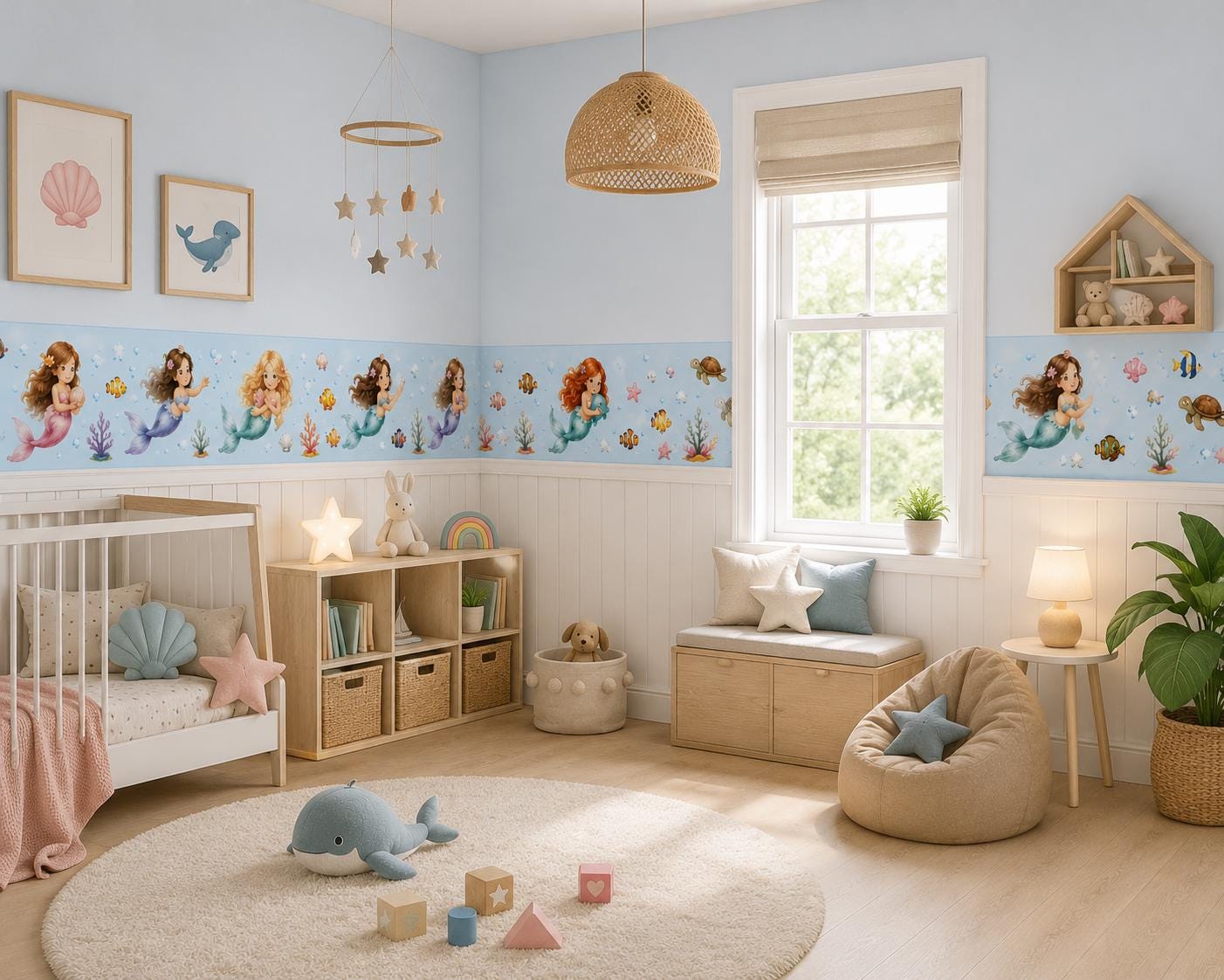 Mermaid Nursery Wall Border Decal & Sticker – Underwater Paradise Decor